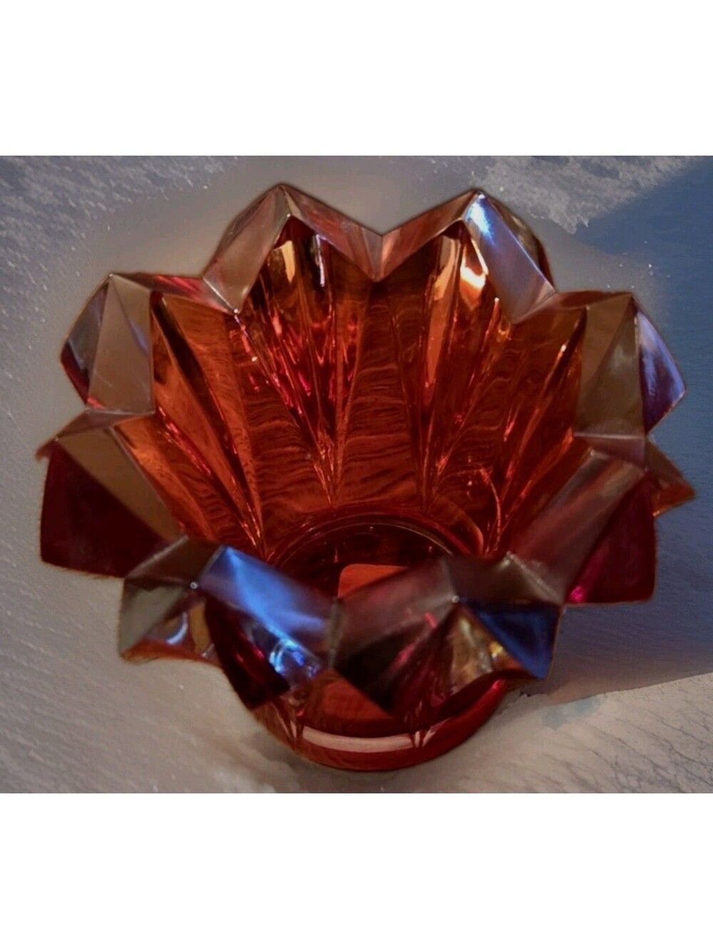 Mikasa Skyline Red Thick Glass Bohemia Crystal Czech Republic Vase 4.25"X3.5"
